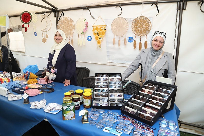 Photo of some of the female entrepreneurs who took part in the Life for Relief and Development (LIFE) bazaar in Jordan.