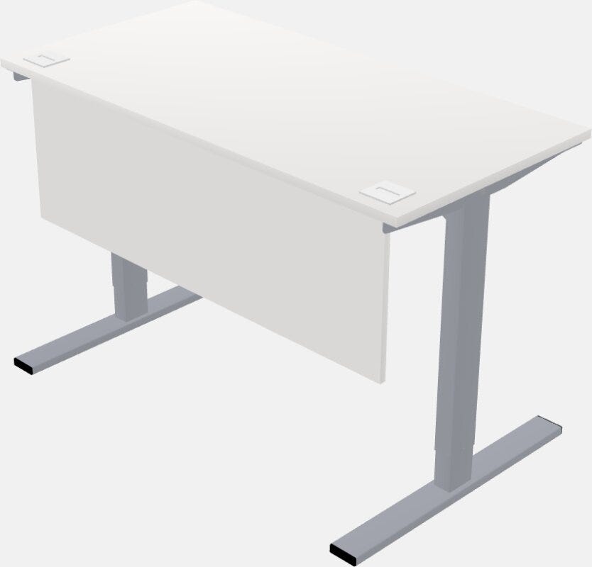 White Rectangular Height Adjustable SittoStand Desk + Modesty Panel