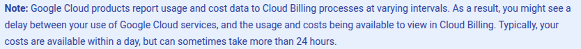 Note about GCP billing delay