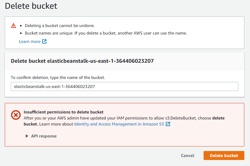 Insufficient permissions to delete bucket by BV Medium