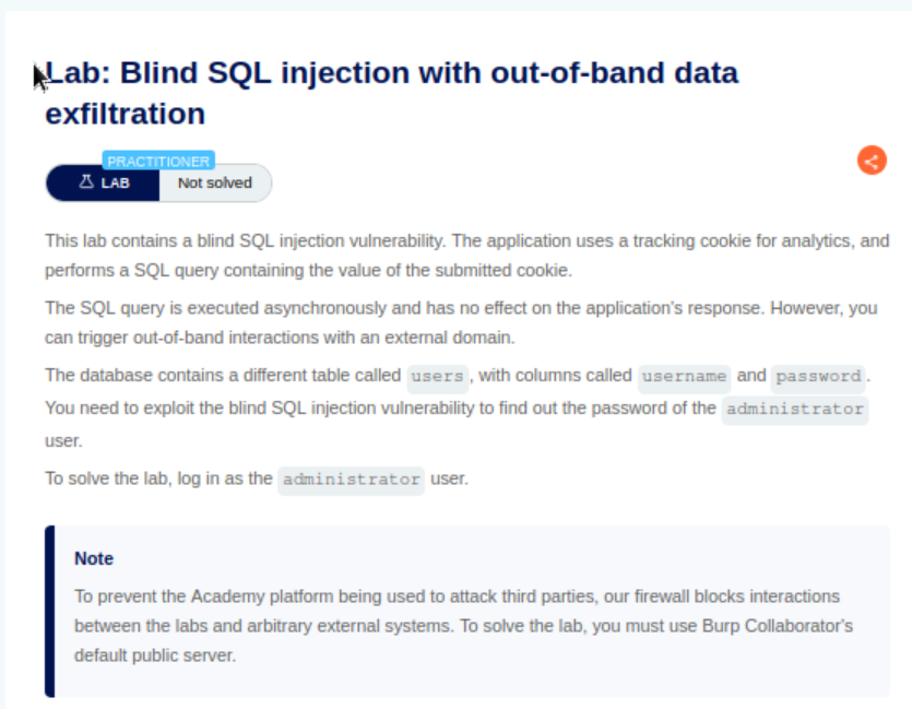 Lab #16 Blind SQL injection with out of band data exfiltration | by ...
