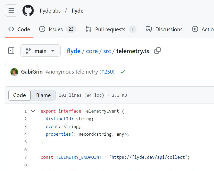 telemetry.ts file in Flyde codebase.