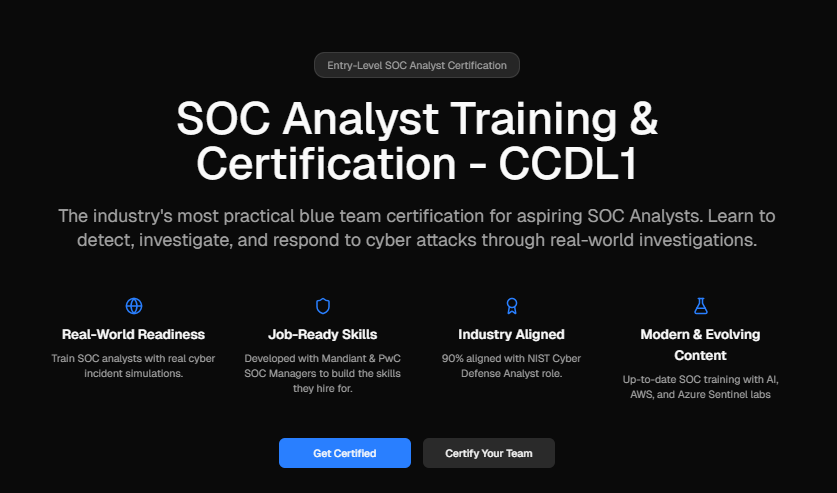 SOC Analyst Training & Certification — CCDL1