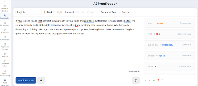 A screenshot of Wordvice's user interface