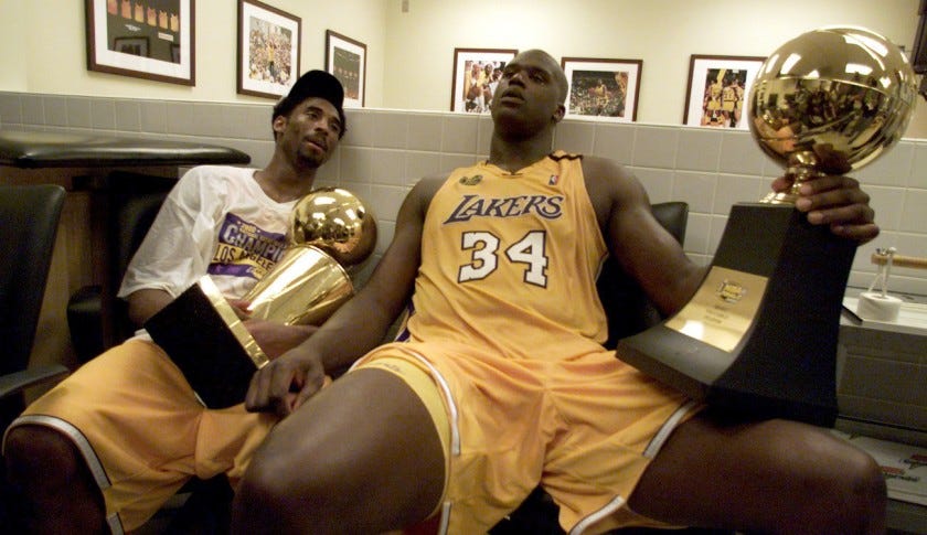 Lakers Champions 3 Peat Kobe Bryant Shaq NBA 2002