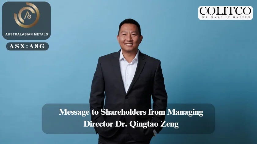 Message to Shareholders from Managing Director Dr. Qingtao Zeng