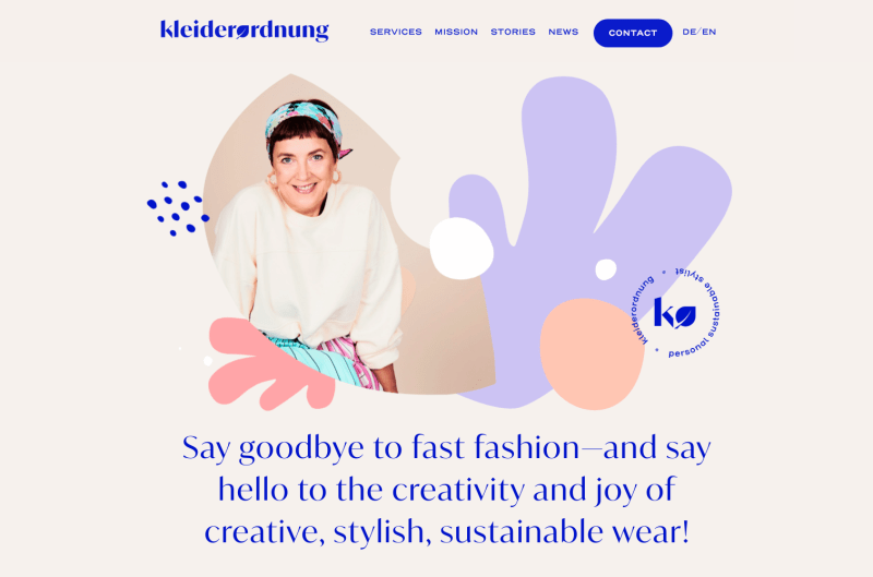 Website screenshot: Say goodbye to fast fashion — and say hello to the creativity and joy of creative, stylish, sustainable wear!