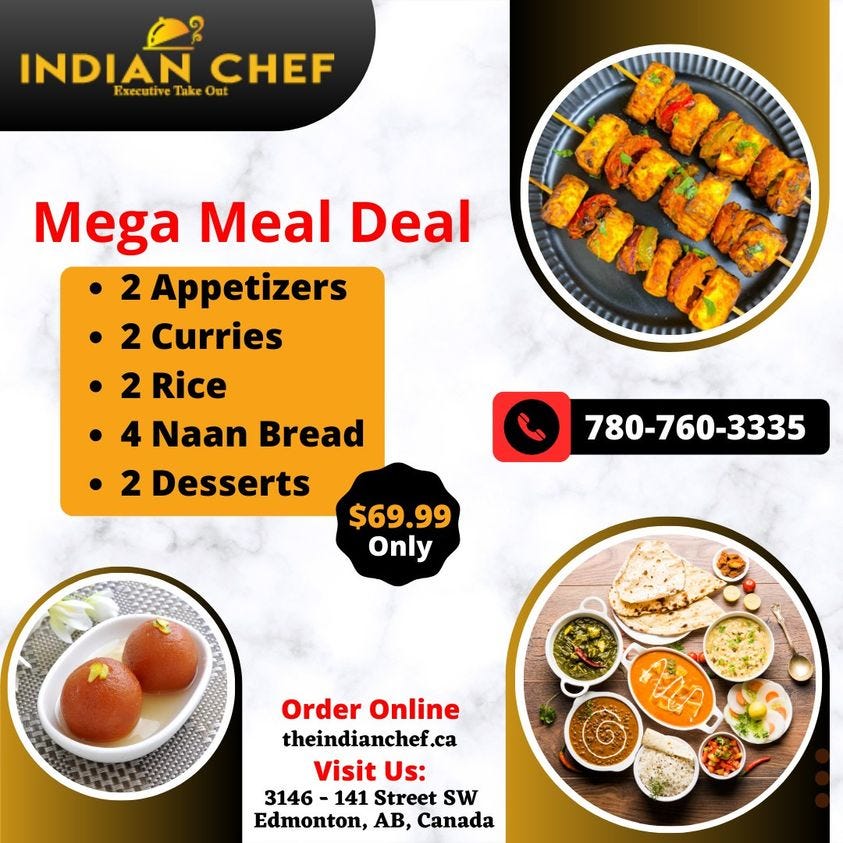 Best Indian Food restaurant in Edmonton — Indian Chef Exclusive Takeout