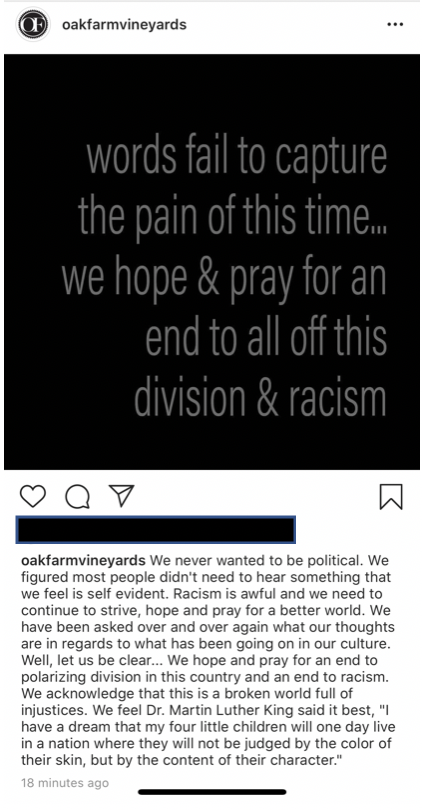Screenshot of the since-deleted Instagram post.