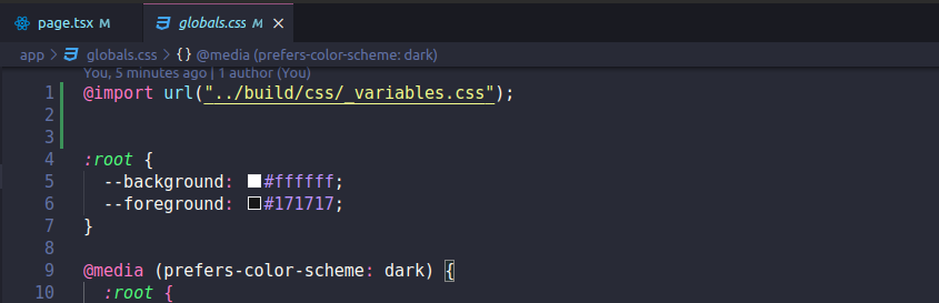 Including _variables.css into globals.css