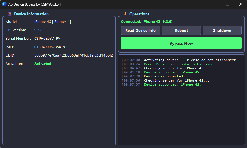 Free A5 Device Bypass Tool — iCloud Activation Bypass With Signal