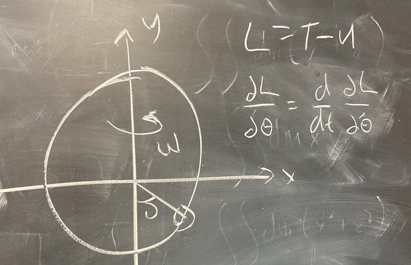 Lagrangian Example Sliding Bead on a Rotating Hoop by Rhett Allain