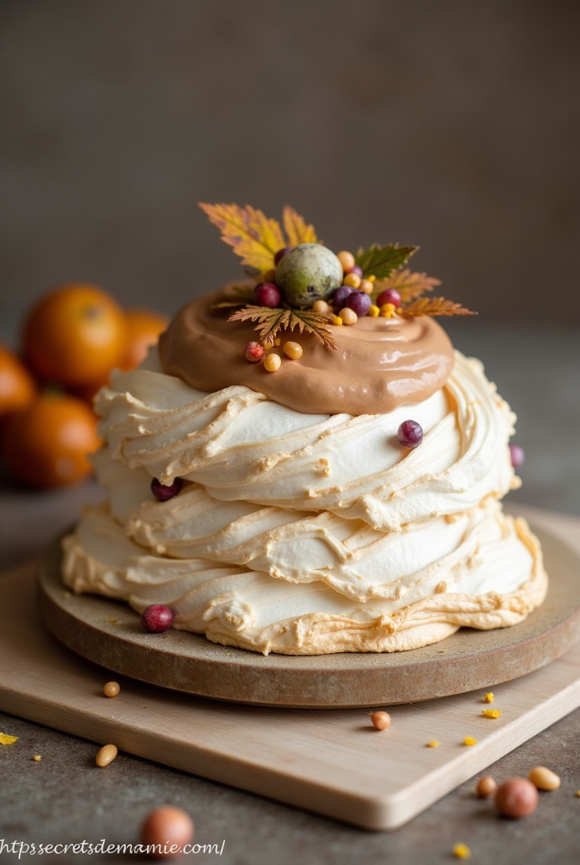 L’Art Délicat de la 🍂 Pavlova à la Crème de Marrons — L’Automne dans un Dessert ✨