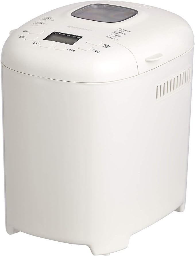 Amazon Basics Bread Maker, 2 Pound Non-Stick Bread Making Machine, White.