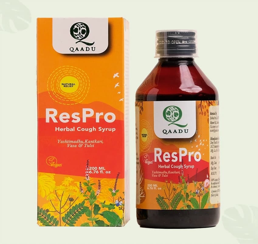 Respro Herbal Cough Syrup | Ayurvedic & Vegan | Qaadu - Gretabose - Medium