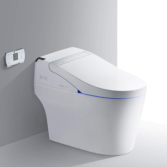 WOODBRIDGE B0960S Auto Flush, Auto Open & Auto Close, 1.28 GPF Single Flush Toilet with Intelligent Smart Bidet Seat and Wireless Remote Control, Chair Height. #WoodbridgeB0960S #AutoFlushToilet #SmartBidetSeat #WirelessRemoteControl #ChairHeightToilet #LuxuryToilet #ModernBathroom #ConvenientToilet #WaterSaving #Hygienic #AdjustableBidetSeat #DualFlush #WaterSenseCertified #ADACompliant