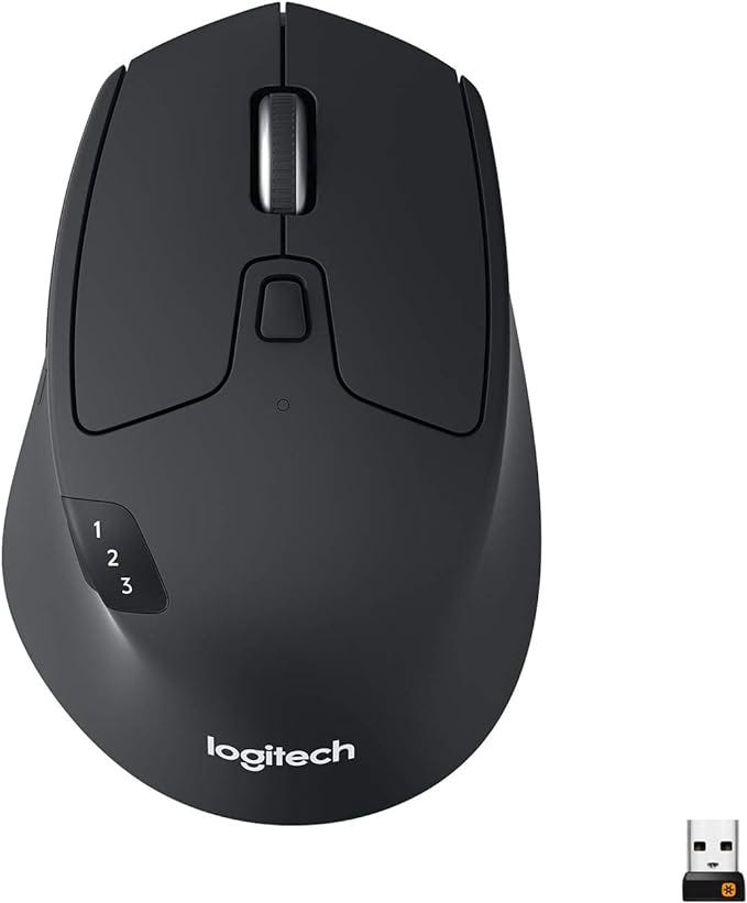 Logitech M720 Triathlon Multi-Device Wireless Mouse, Bluetooth, USB Unifying Receiver, 1000 DPI, 8 Buttons, 2-Year Battery, Compatible with Laptop, PC, Mac, iPadOS — Black.#LogitechM720 #WirelessMouse #MultiDevice #Productivity #Ergonomic #Durable #Customizable #TechReview #GadgetReview #OfficeSupplies