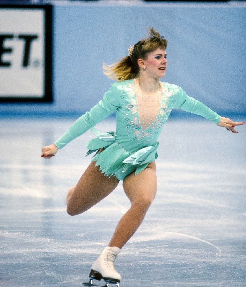 The American gutsy figure skater Tonya Harding with courage