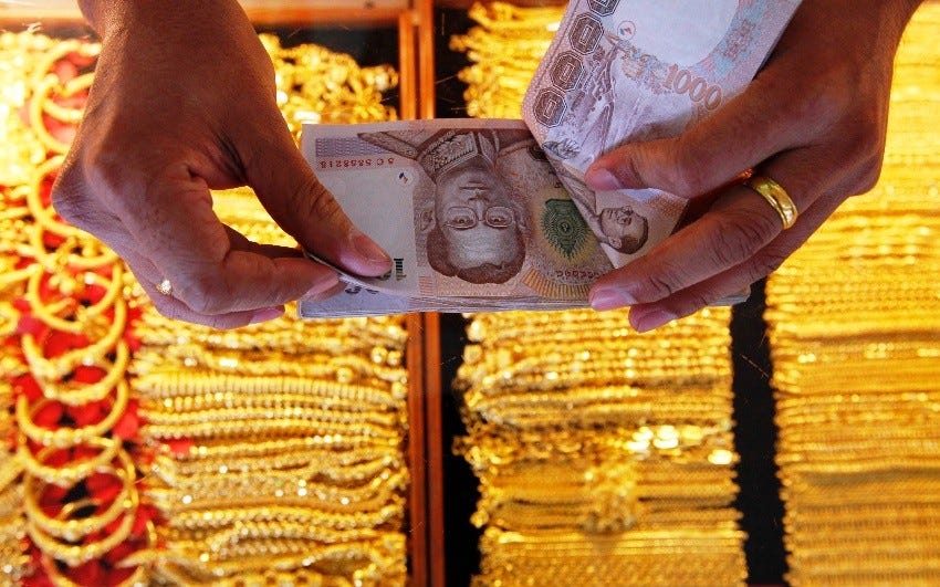 Gold Prices in Thailand Spike as the Thai Bahts Continues Devaluation