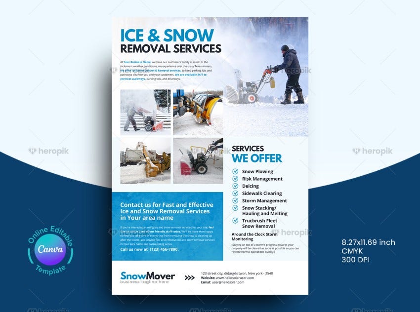 Ice & Snow Removal Flyer Design Template - Heropik - Medium