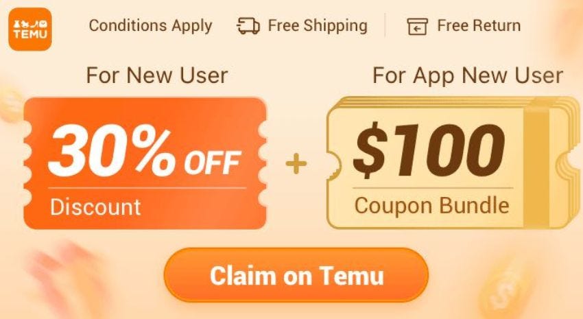 TemuTemu Sign Up Bonus: $100 New User Bonus Ans Referral Offer, by  Referral Offer