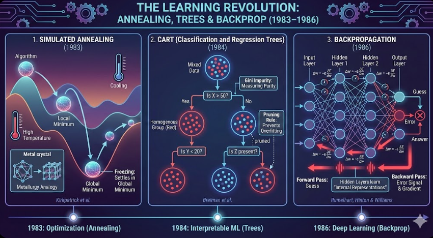 algo(15/40)The Learning Revolution: Annealing, Trees & Backprop (1983–1986)