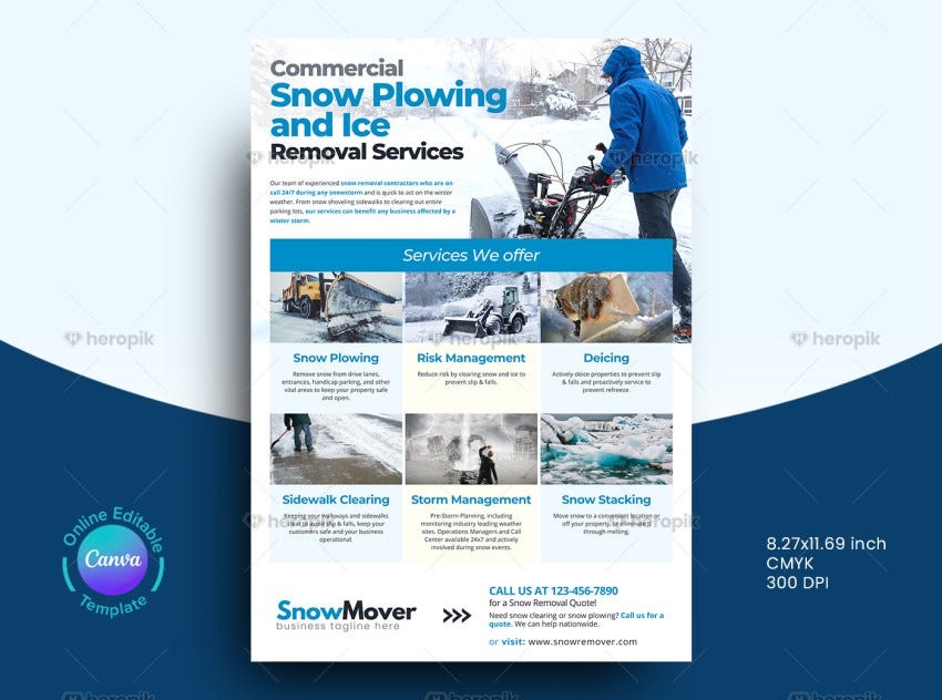 Snow Plowing Service Flyer Canva Template - Heropik - Medium