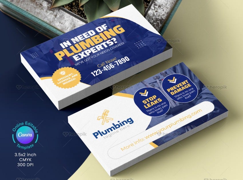 Plumber Business Card Template Canva Heropik Medium