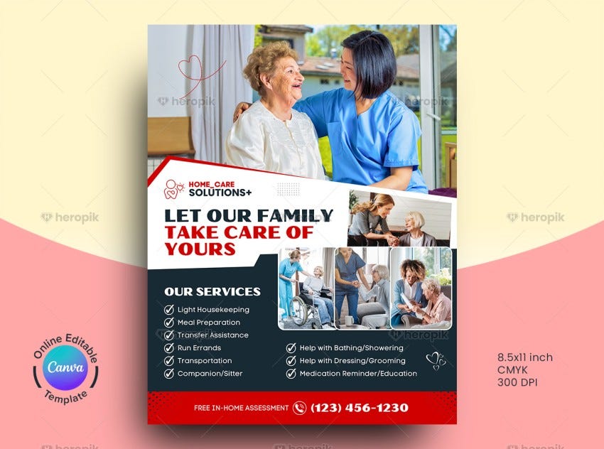 Family Caring Flyer Canva Template - Heropik - Medium