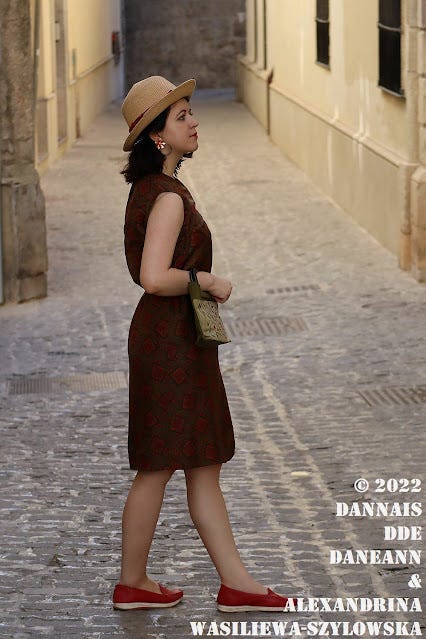 open lace back dress 1965 Mary Maier wife of Henry Maier wore cranberry wool shift dress main image 0