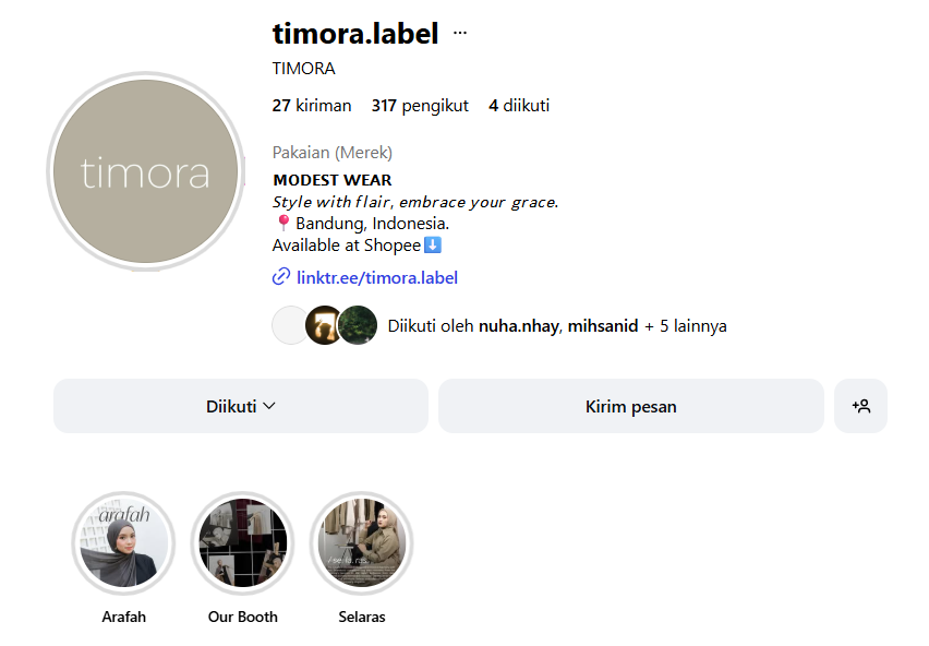 Bukti sudah follow akun @timora.label (hihi)