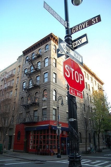 Friends building NYC, corner of Bedford and Grove