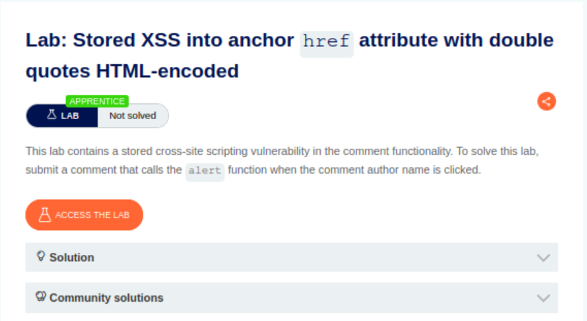 XSS || Lab #8 Stored XSS into anchor href attribute with double quotes ...