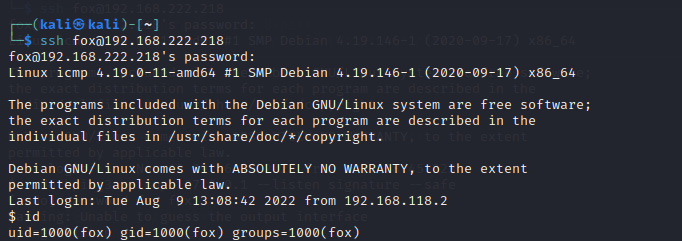 ssh fox user 1st terminal