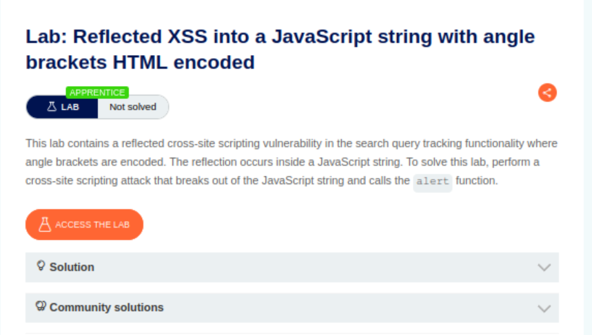 XSS || Lab #9 Reflected XSS into a JavaScript string with angle ...
