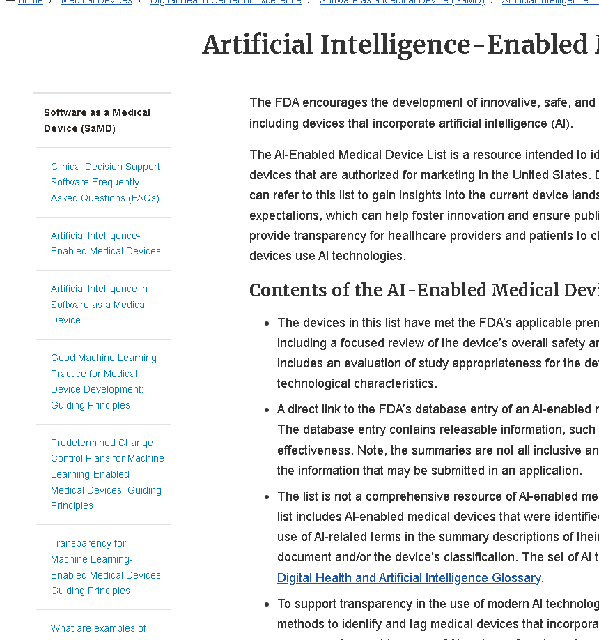 Figure 5. Proof of source-backed strategy: The cited source, AI-enabled medical device list, gives the article a primary source readers can inspect. Source: FDA