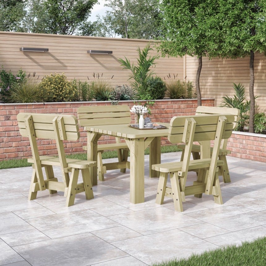 Barrow Picnic Table and Bench Set — Rounded + Back Support Rutland