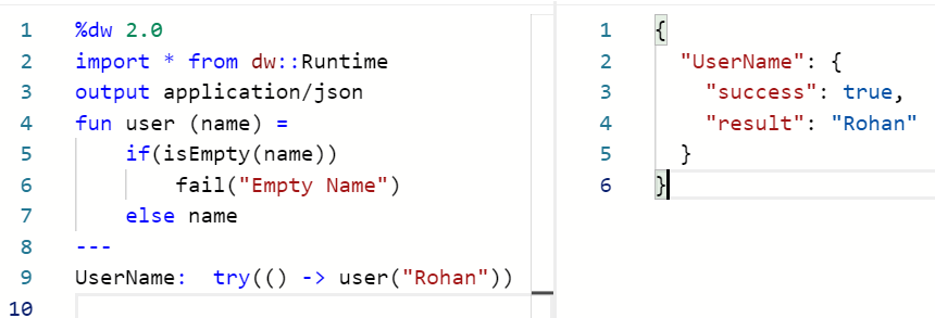 Easy guide on use of Try() in DataWeave