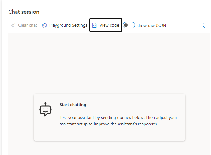 View Code option from the Chat Session panel within the Azure OpenAI Studio Chat Playground