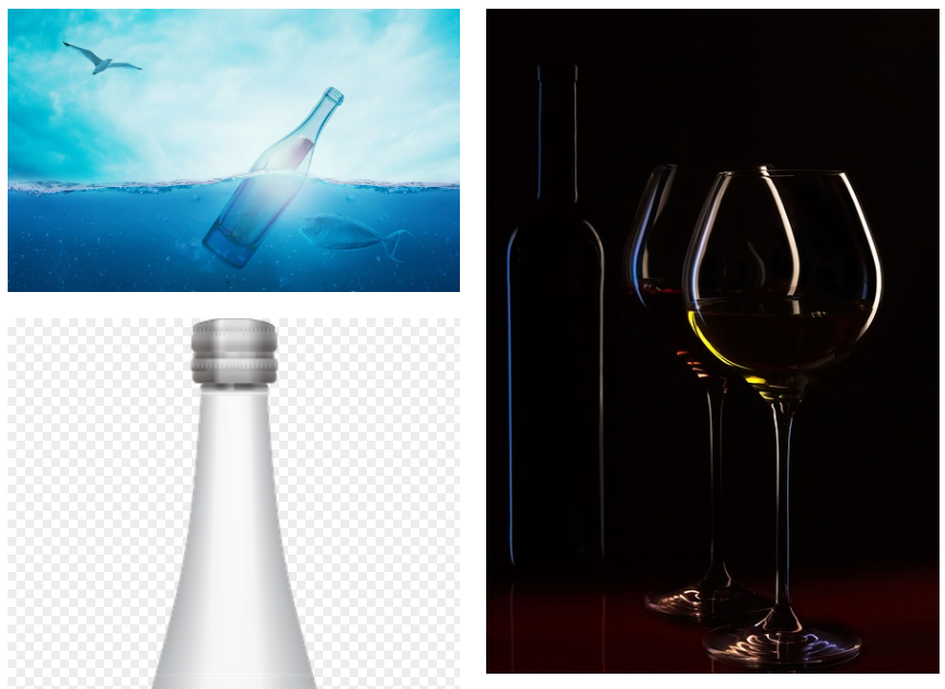 water bottles and glass from Pixabay