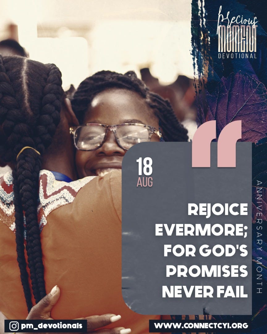 Rejoice Evermore. 18th AUGUST 2020 | by PRECIOUS MOMENT | Christ for ...