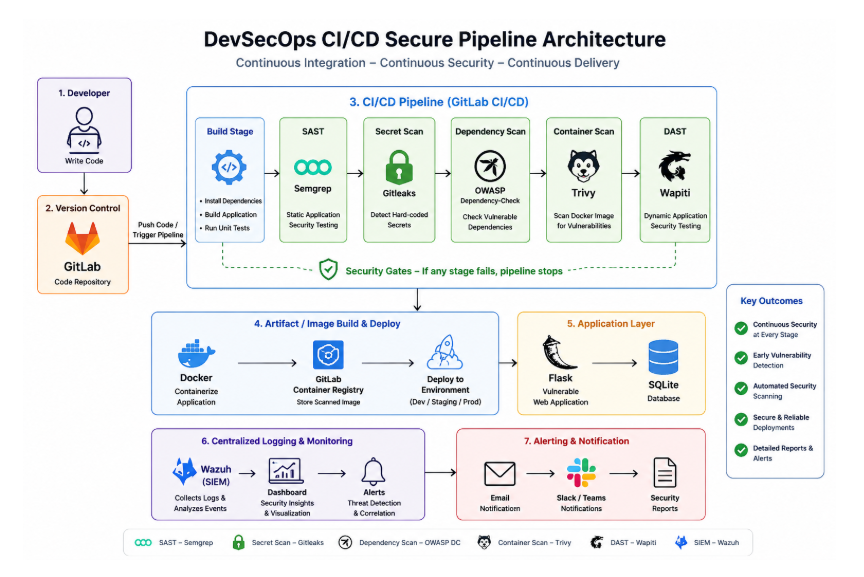 🔐 Building a Secure DevSecOps CI/CD Pipeline with SAST, DAST & Secret Scanning