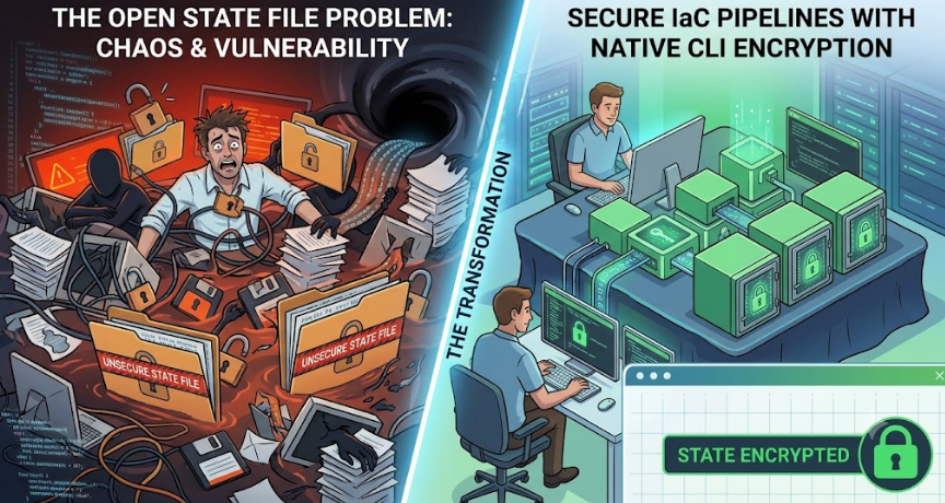 The Open State File Problem: Secure IaC Pipelines with Native CLI Encryption