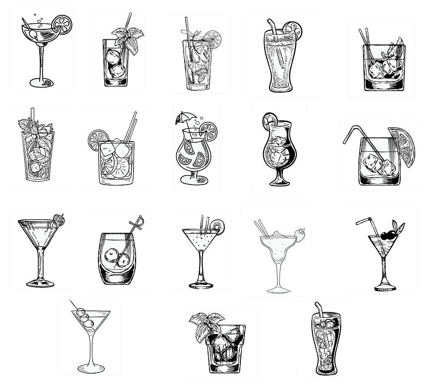 Cocktail glass svg image drink cup clip art work cut files designs