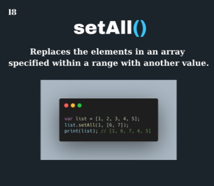 Working with Lists in Flutter: Filtering and Replacing Elements with  'where', 'setAll' and 'length' | by Ahmed Taha ElElemy | Medium