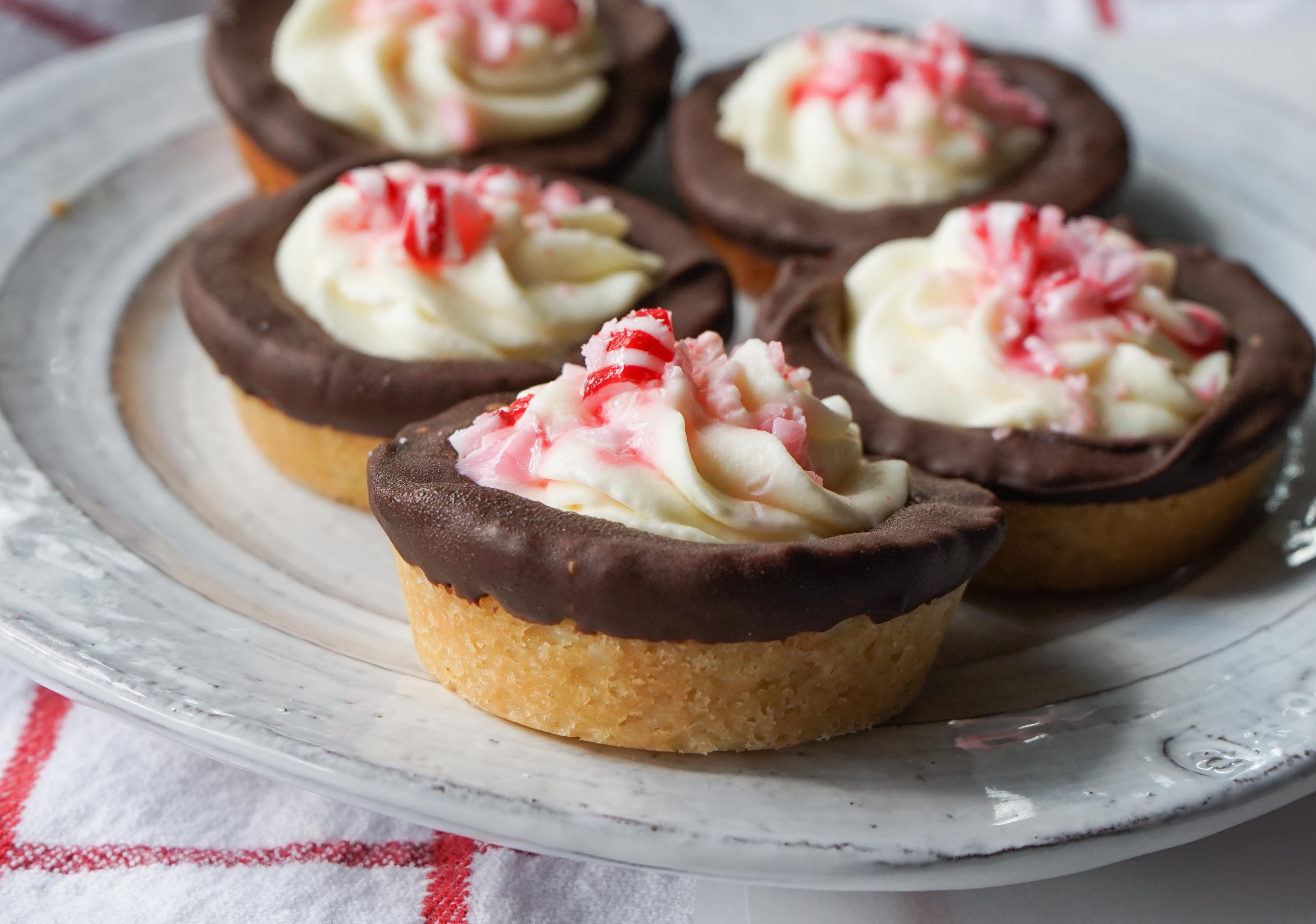Chocolate-Dipped Shortbread Peppermint Cream Tarts by Kas Tebbetts Baking in Black and White Medium photo