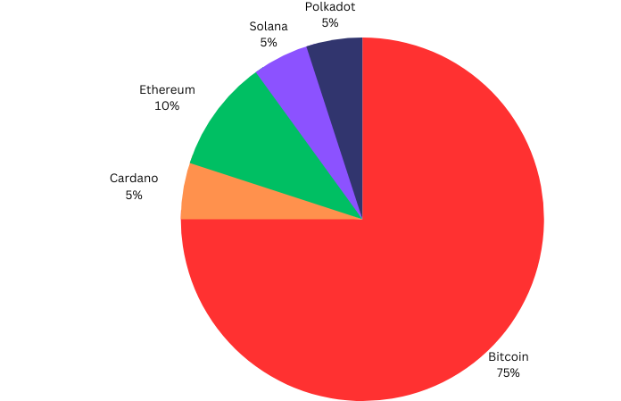There is a graph with crypto portfolio in the picture