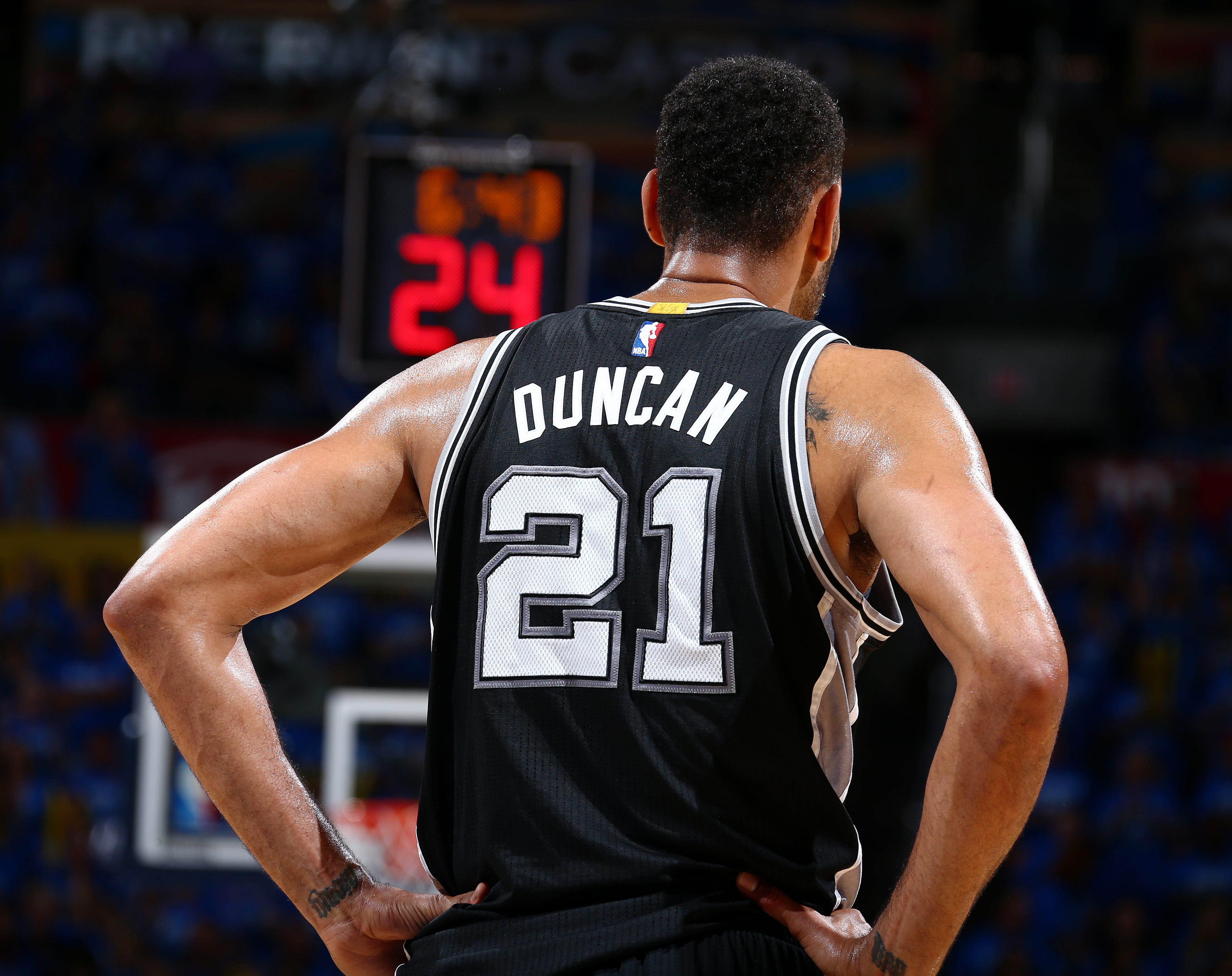 21 TIM DUNCAN San Antonio Spurs NBA PF/Center Grey Throwback Jersey