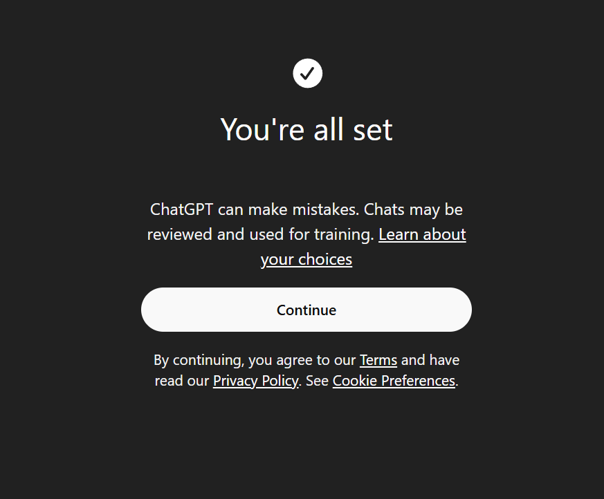 “ChatGPT can make mistakes” — it is part of the onboarding process