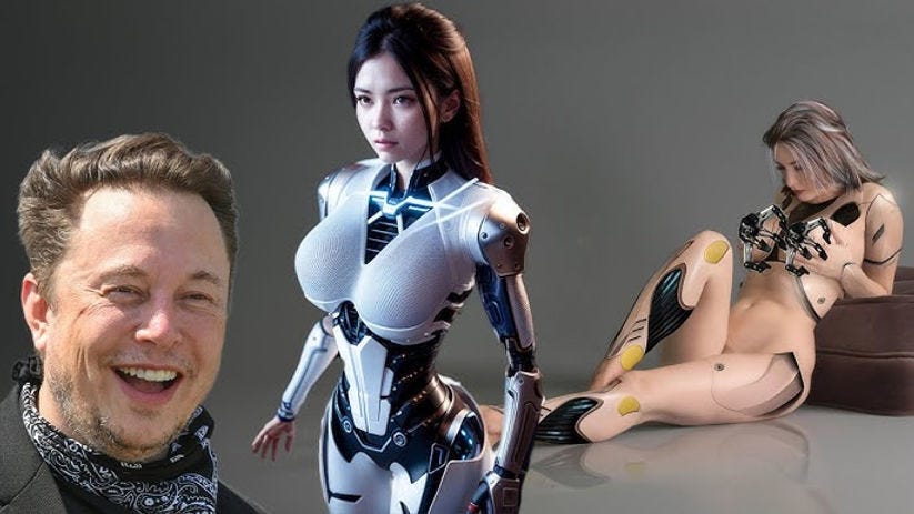 Elon Musk and female AI sex robots are in the picture